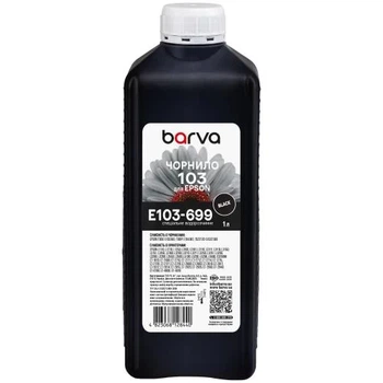 Чорнило Barva Epson 103, Black, для L1110/L3100/L3200/L3150/L3250/L3550/L5190/L5590, 1 л, водорозчинне (E103-699)