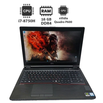 Мобильная рабочая станция Fujitsu Celsius H780/15.6" (1920x1080) IPS/Intel Core i7-8750H (6(12) ядер по 2.2 - 4.1 GHz) / 16 GB DDR4 / 512 GB SSD / nVidia Quadro P600, 4 GB GDDR5, 128-bit / WebCam б/у