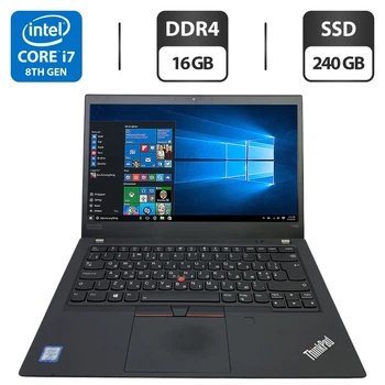 Ультрабук Б-класс Lenovo ThinkPad T490 / 14" (1920x1080) IPS / Intel Core i7-8565U (4 (8) ядра по 1.8 - 4.6 GHz) / 16 GB DDR4 / 240 GB SSD / Intel UHD Graphics / WebCam б/у