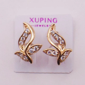 Серьги медзолото с фианитами Xuping 18х12 мм xp8034
