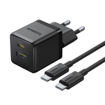 Мережевий зарядний пристрій Baseus Palm Type-C+USB Type-C cable 30W Black P1011160A113-01
