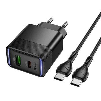 Адаптер мережевий HOCO Lounge C to C cable charger set CS112A |1A/1C, 30W/3A, PD/QC|