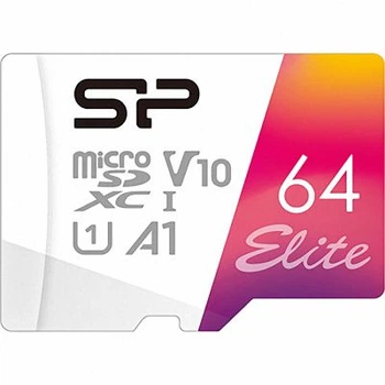Карта памяти microSDXC, 64Gb, Silicon Power Elite Colorful, Class10 uhs-i u1 a1 v10, sd адаптер, до 100/10 МБ/с (sp064gbstxbv1v20sp)