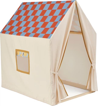 Namiot domek do zabawy Kids Concept Play House Tent Dusty Blue Check 110 x 80 x 124 cm (7340028737247)