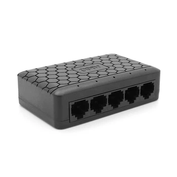 5ти портовый Ethernet коммутатор ONV-H1005ES в черном корпусе, 5*100Мб портов, 5В 1Ач, 87.7×55×23.9 мм