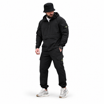 Спортивний костюм анорак + штани Stone Island чорний ТР6072 (мікро ріп-стоп / urban) чоловічий L