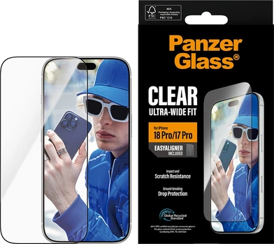 Захисне скло Panzer Glass Screen Protector Ultra-Wide Fit w. EasyAligner для Apple iPhone 17 Pro (PG77588)