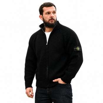 Кардиган чоловічий Stone Island ТР6576, в’язаний, металева блискавка, щільна структура XL