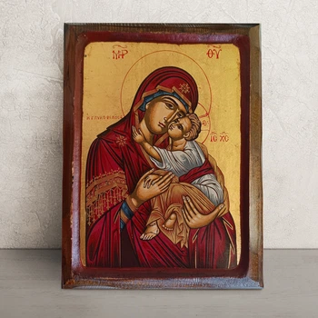 Писаная икона Божией Матери Сладкое Лобзание (Гликофилуса) 22,5×29 см