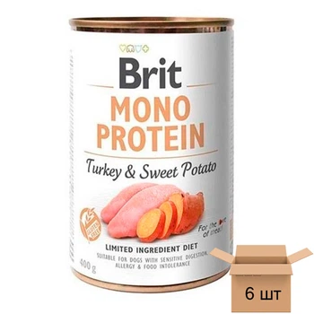 Консервы Brit Mono Protein Dog консервы с индейкой и бататом для собак - 6 шт 100837/100056/9759-6sht