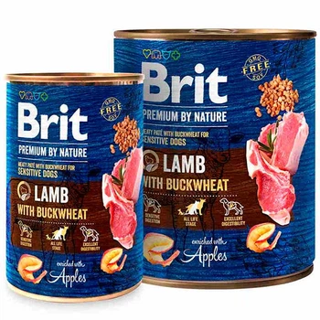 Консервы Brit Premium by Nature консервы для собак, ягненок/гречка - 400 грамм, 6 шт 100414/8614-6sht