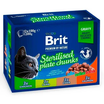 Brit Premium Cat Набір паучів "Сімейна тарілка" асорті в соусі для стерилізованих котів 111834
