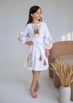 Дитяча сукня-вишиванка з узором колосків vishivano4ka 812-8 110 біла