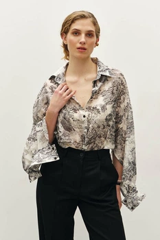 Жіноча блуза з тенселу oversize RICA MARE MKRM4243 - 44, Молочний