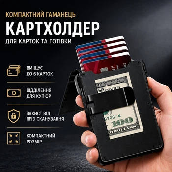 Компактный кошелек-картхолдер с отделением для купюр, кардхолдер для банковских карт и наличных