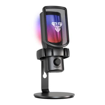 Микрофон беспроводной Fantech WMCX01 Leviosa Wave, конденсаторный 10мм, кардиоидный, 2.4GHz + USB-C, RGB, 48kHz/16-bit, Black