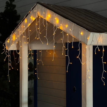 Гирлянда Бахрома от сети, 12м, 200LED, Теплый белый