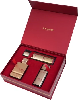 Набір унісекс Al Haramain Amber Oud Ruby Edition Парфумована вода 75 мл + Парфумована вода 30 мл + Спрей для тіла 250 мл (6291106816082)
