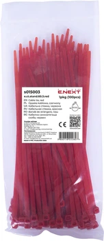 Кабельная стяжка (хомут) 3х60мм E.NEXT e.ct.stand.60.3.red (100шт), красная (s015003)