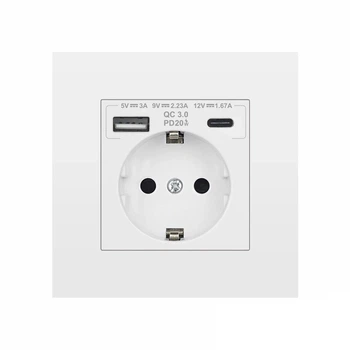 Розетка Folem RZ1 с USB и Type-C, быстрая зарядка QC3.0, 220V, настенная, белая