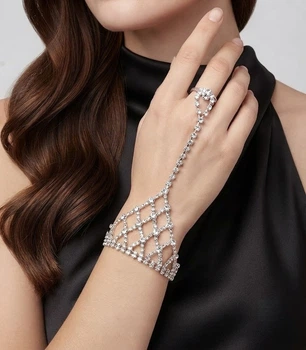 Слейв-браслет зі стразами Honey Fashion Accessories сріблястий (12-55/3)
