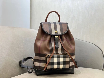 Женский рюкзак Burberry Check Dark Birch Brown коричневого цвета артикул 27650