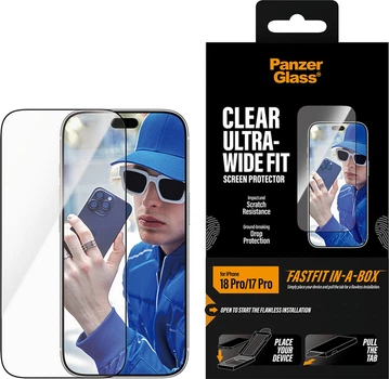 Захисне скло Panzer Glass Ultra-Wide Fit w. FASTFIT IN-A-BOX Apple iPhone 18 Pro/17 Pro Black (PG56343)
