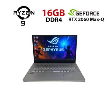 Игровой ультрабук Б-класса Asus ROG Zephyrus G14 GA401IV / 14" (1920x1080) IPS / AMD Ryzen 9 4900HS (8 (16) ядер по 3,0 - 4,3 ГГц) / 16 ГБ DDR4 / 1000 ГБ SSD NVMe / nVidia GeForce RTX 2060 Max-Q, 6 ГБ GDDR6, 192-бит б/у