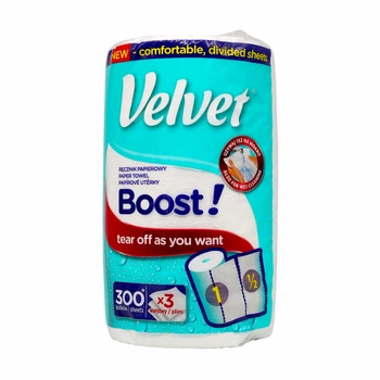 Паперові рушники Velvet Boost 1 рулон 3 шари 300 відривів