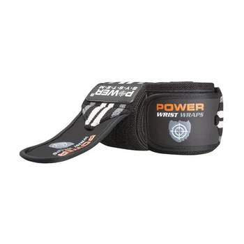Кистевой бинт Power System Wrist Wraps 3500RD чёрный-серый с фиксацией пальца