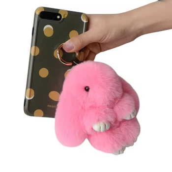 Брелок кролик Fluffy Rabbit нежно-розовый 15CM