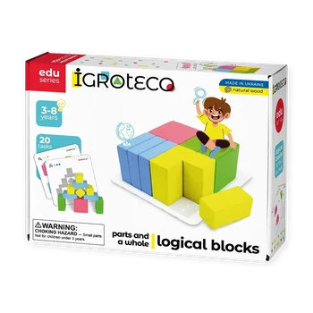 Дерев’яні кубики Частини і ціле Igroteco – логічні дроби 3+