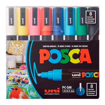 Набір акрилових маркерів Uni Posca 5M (8 шт) 1,8-2,5 мм