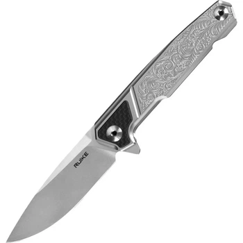 Нож складной туристический Ruike P875-SZ, (8.9 см) 14C28N / steel 420 серый