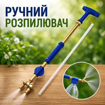 Ручний розпилювач насадка обприскувач на пляшку для саду з двома головками для поливу з двома режимами, пульверизатор 38см