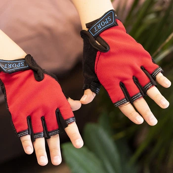 Перчатки велосипедные Sporty беспалые детские спортивные Solid Red