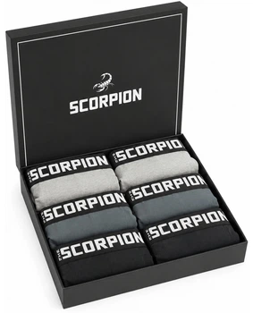 Набор трусов-боксеров мужских 6шт Plus Scorpion S-002 L черный, серый, антрацит (8680677000101)