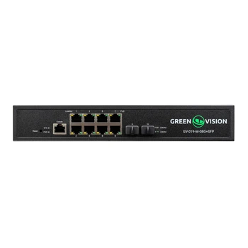 Комутатор мережевий GreenVision POE GV-019-M-08G+SFP (LP-24516)