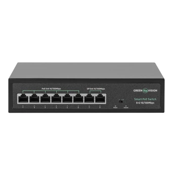 Комутатор мережевий GreenVision POE GV-015-D-06+2P (LP-21310)