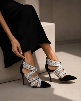 Туфлі жіночі Balmain Couture Ribbon-Print Pumps 38 чорно - білі
