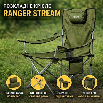 Кресло-шезлонг складное для пикника и рыбалки Ranger Stream