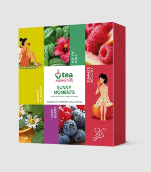 Набор чая Tea Moments Sunny Moments Ассорти фруктово-травяного чая 32 пирамидки 4 вкуса по 8 шт