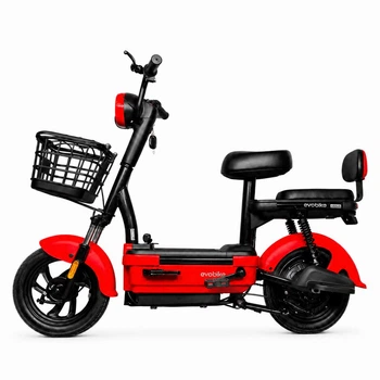 Електровелосипед EVOBIKE Nova MINI AGM (48V/12Ah) 500W, з пасажирським сидінням, кошиком та дисплеєм, у червоному кольорі