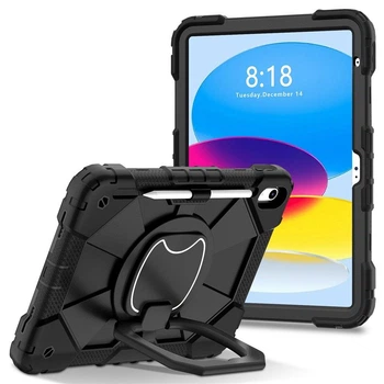 Противоударный защитный чехол ARM Cover для Apple iPad 11 (А16) 2025 с поворотной подставкой 360°, ремешком и держателем для Apple Pencil Black