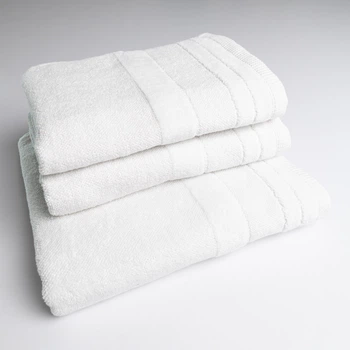 Набор махровых полотенец с велюровым бордюром 3шт GM Textile 50х90см, 50х90см, 70х140см 500г/м2 (Белый)