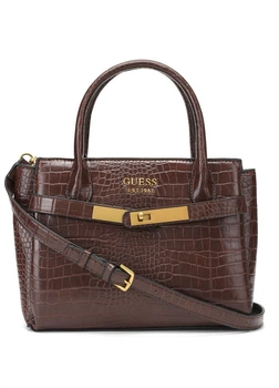 Женская сумка Guess 121 темно-коричневая рептилия