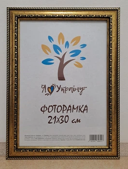 Фоторамка 21Х30, (А4),золотий з обрамленням, 3017-х811, ОРГСКЛО + ДВП
