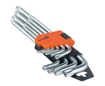 Набір Г-подібних подовжених ключів TORX 9 шт. Т10-Т50, Cr-V