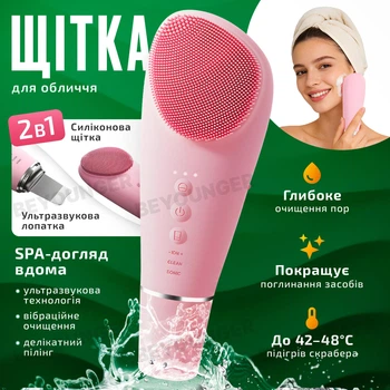 Электрическая щетка для очищения лица Colorume Y-1641 2-в-1 пилинг, очищение пор, скраббер для кожи, массажер для лица