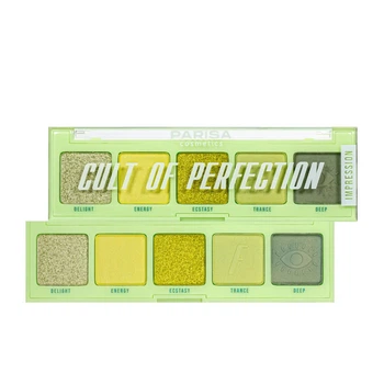 Палітра тіней для повік Parisa E-605 Cult Of Perfection №05 Імпрессія Жовтий + Смарагдовий + Зелений, 4,2 г